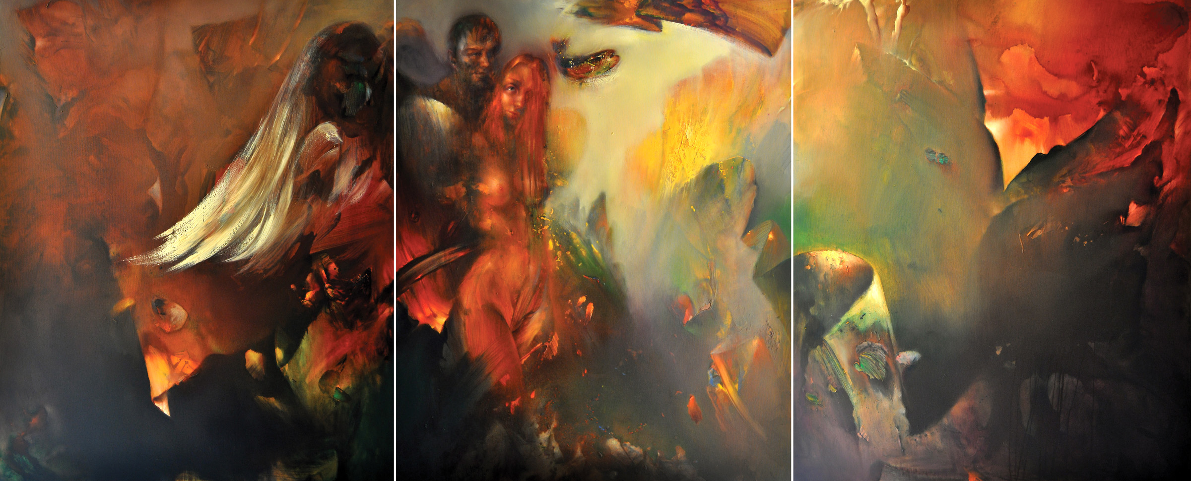 sl05-la série Psyche & Eros 150x360 cm.triptyque-huile-toile